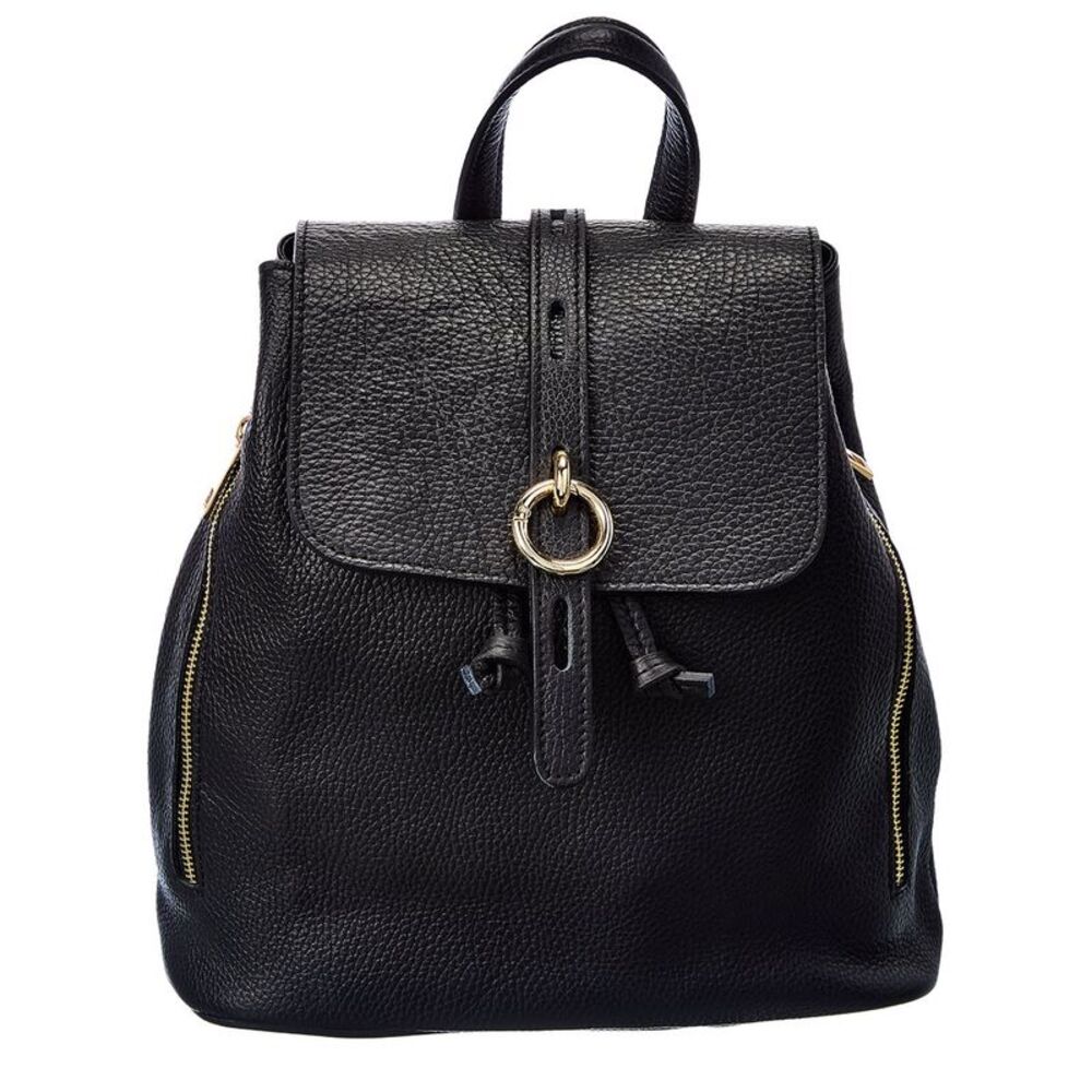 Italian Leather Backpack, Black